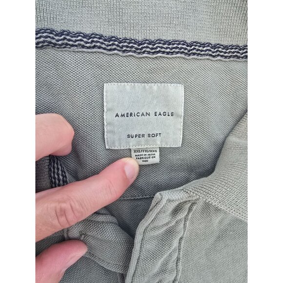 American Eagle Mens Green Polo Shirt Super Soft XXL Comfortable Casual Tee Top - Picture 3 of 5